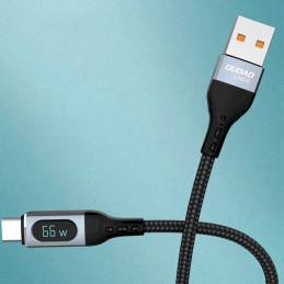 Dudao L7Max USB - USB tipo C laidas greitas įkrovimas PD 66W 1m su ekranu - juodas