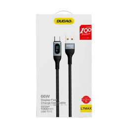 Dudao L7Max USB - USB tipo C laidas greitas įkrovimas PD 66W 1m su ekranu - juodas