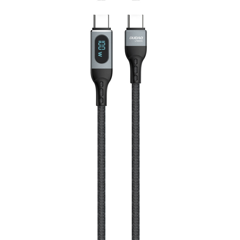 Dudao L7MaxC USB-C – USB-C PD 100W 1m laidas su ekranu – juodas