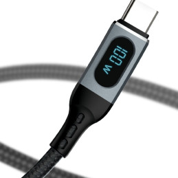 Dudao L7MaxC USB-C – USB-C PD 100W 1m laidas su ekranu – juodas