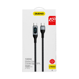 Dudao L7MaxC USB-C – USB-C PD 100W 1m laidas su ekranu – juodas