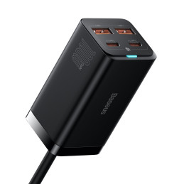 Baseus GaN3 Pro greitas universalus GaN įkroviklis 2 x USB Type C / 2x USB 100W PD3.0, QC4.0+, AFC black (CCGP000101)