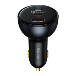 Baseus TZCCZM-0G USB-A / USB-C automobilinis įkroviklis 160W PPS / QC 5 / PD - pilka