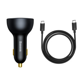 Baseus TZCCZM-0G USB-A / USB-C automobilinis įkroviklis 160W PPS / QC 5 / PD - pilka