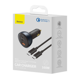 Baseus TZCCZM-0G USB-A / USB-C automobilinis įkroviklis 160W PPS / QC 5 / PD - pilka