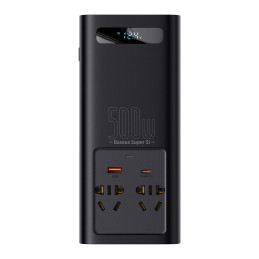 Baseus automobilio galios keitiklis 150W 12V / 500W 220V (EU ir CN kištukas) juodas (CGNB000101)