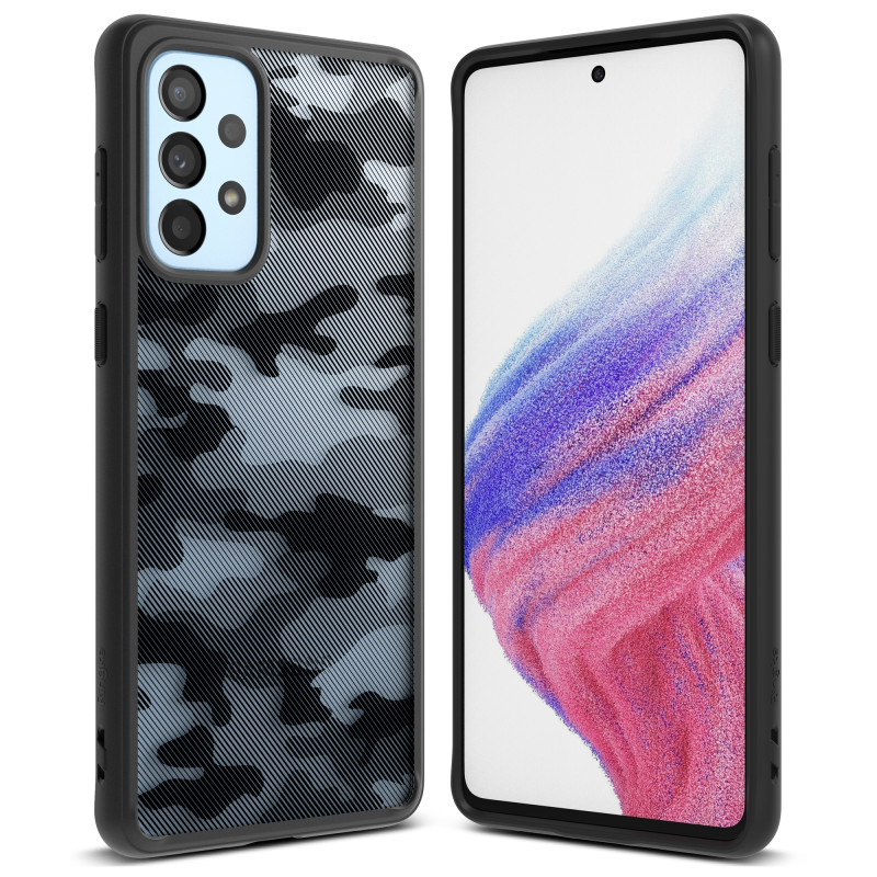 Ringke Fusion Matte dėklas su gelio rėmeliu, skirtas Samsung Galaxy A73 juodas