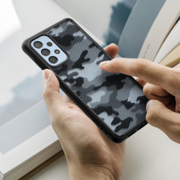 Ringke Fusion Matte dėklas su gelio rėmeliu, skirtas Samsung Galaxy A73 juodas