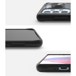 Ringke Fusion Matte dėklas su gelio rėmeliu, skirtas Samsung Galaxy A73 juodas