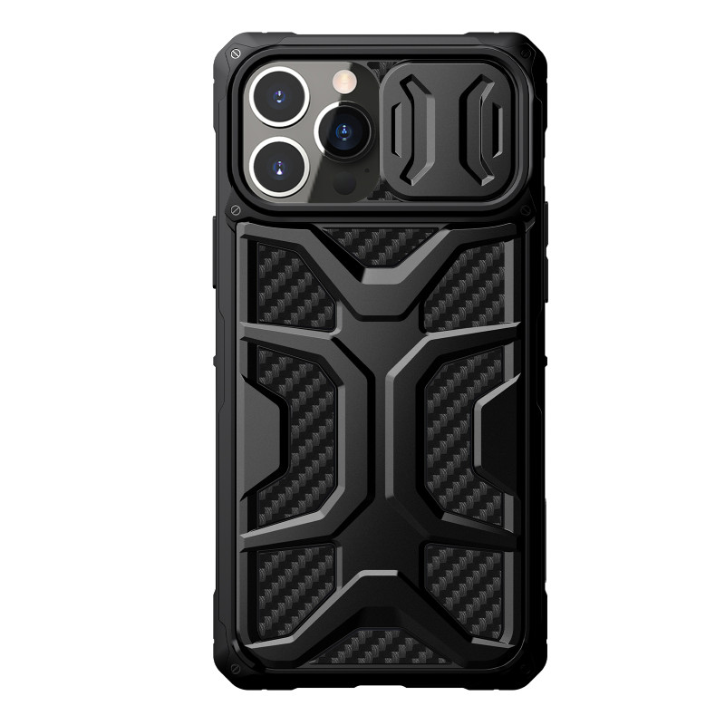 Nillkin Adventurer Case dėklas skirtas iPhone 13 Pro, šarvuotas dangtelis su fotoaparato dangteliu, juodas