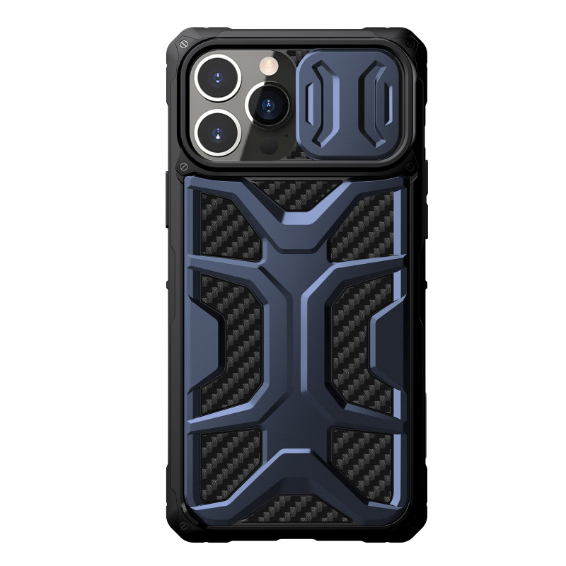 Nillkin Adventurer Case dėklas skirtas iPhone 13 Pro, šarvuotas dangtelis su fotoaparato dangteliu, mėlynas