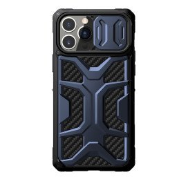 Nillkin Adventurer Case dėklas, skirtas iPhone 13 Pro Max šarvuotas dangtelis su mėlynu fotoaparato dangteliu