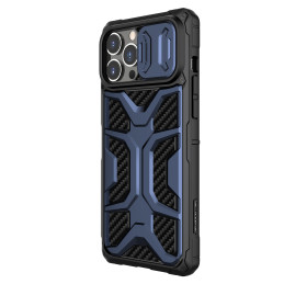 Nillkin Adventurer Case dėklas, skirtas iPhone 13 Pro Max šarvuotas dangtelis su mėlynu fotoaparato dangteliu
