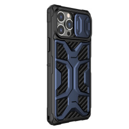 Nillkin Adventurer Case dėklas, skirtas iPhone 13 Pro Max šarvuotas dangtelis su mėlynu fotoaparato dangteliu