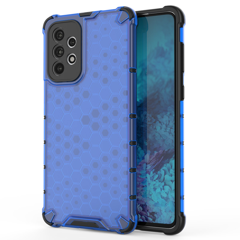 Korinis šarvuotas dėklas su gelio rėmeliu, skirtas Samsung Galaxy A73 mėlynai