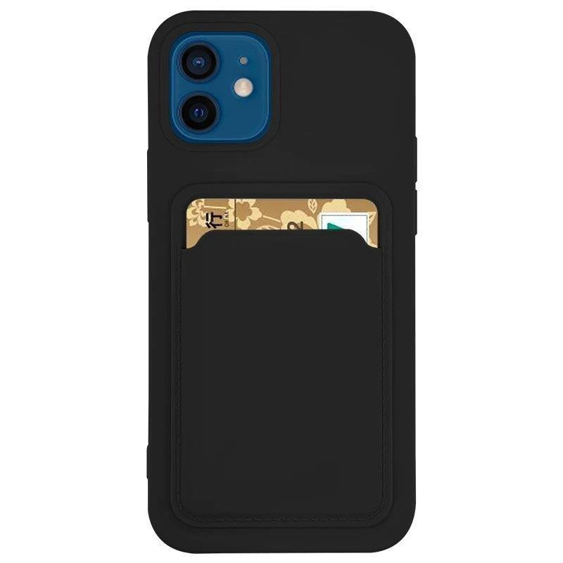 Card Case silikoninis piniginės dėklas su dokumentų kortelei skirta Samsung Galaxy A73 juoda