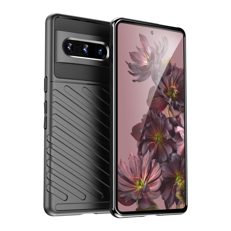Thunder Case, lankstus šarvuotas dėklas, Google Pixel 7 Pro dangtelis, juodas