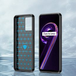 Carbon Case lankstus dangtelis, skirtas Realme 9 Pro + (9 Pro Plus) juodas