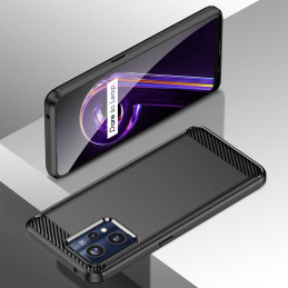 Carbon Case lankstus dangtelis, skirtas Realme 9 Pro + (9 Pro Plus) juodas