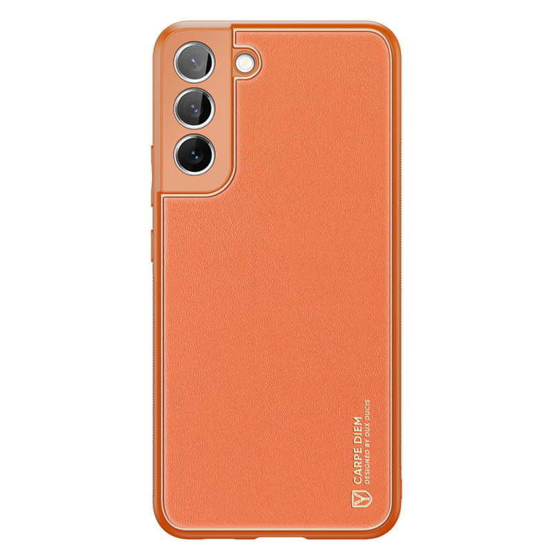 Dux Ducis Yolo elegantiškas dėklo dangtelis pagamintas iš ekologiškos odos, skirtas Samsung Galaxy S22+ (S22 Plus) oranž...