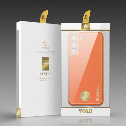 Dux Ducis Yolo elegantiškas dėklo dangtelis pagamintas iš ekologiškos odos, skirtas Samsung Galaxy S22+ (S22 Plus) oranž...