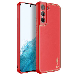Dux Ducis Yolo elegantiškas dėklo dangtelis pagamintas iš ekologiškos odos, skirtas Samsung Galaxy S22+ (S22 Plus) raudo...