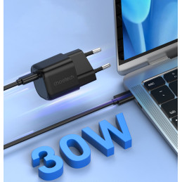 Choetech GaN USB Type C PD sieninis įkroviklis 30W juodas (PD5007)