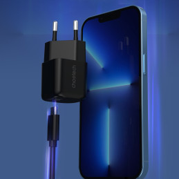 Choetech GaN USB Type C PD sieninis įkroviklis 30W juodas (PD5007)