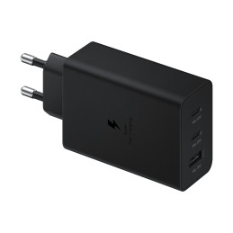 Samsung sieninis įkroviklis 2x USB Type C / USB PPS, Power Delivery PD 65W, QC 3.0, AFC, FCP black (EP-T6530NBEGEU)