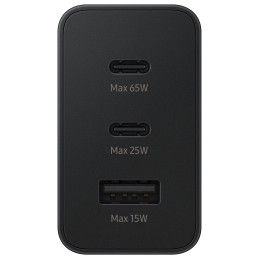 Samsung sieninis įkroviklis 2x USB Type C / USB PPS, Power Delivery PD 65W, QC 3.0, AFC, FCP black (EP-T6530NBEGEU)