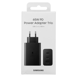 Samsung sieninis įkroviklis 2x USB Type C / USB PPS, Power Delivery PD 65W, QC 3.0, AFC, FCP black (EP-T6530NBEGEU)