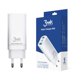 3mk Hyper Charger 65W sieninis įkroviklis 2x USB-C 2x USB-A - balta