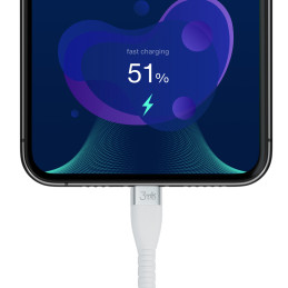 3mk Hyper Silicone Cable USB-C / Lightning 20W 3A - baltas