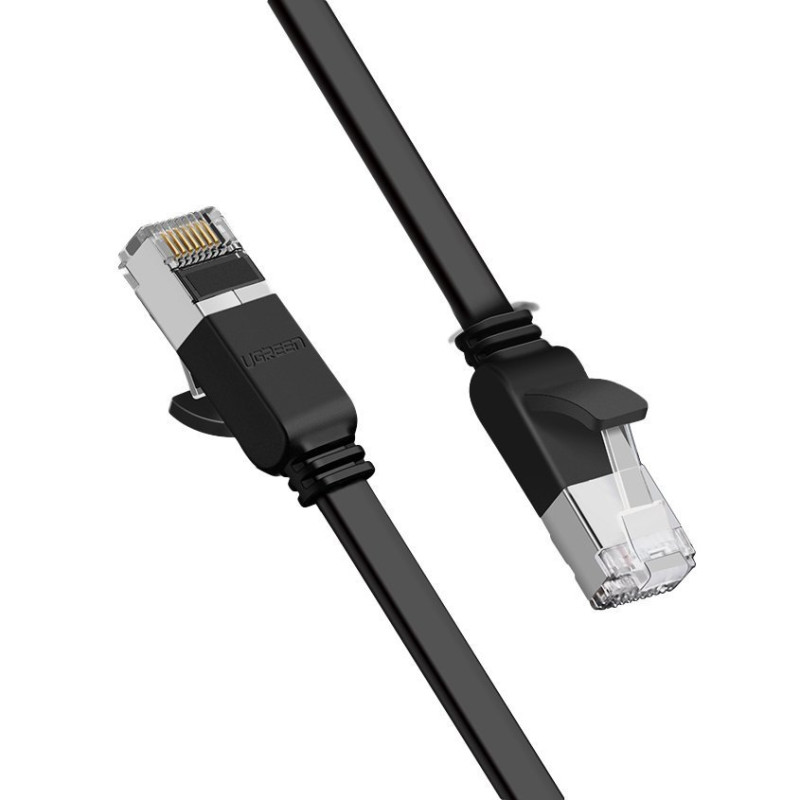Ugreen plokščias kabelis Ethernet pataisos laidas RJ45 Cat 6 UTP 1000 Mbps 1 m juodas (NW101 50184)