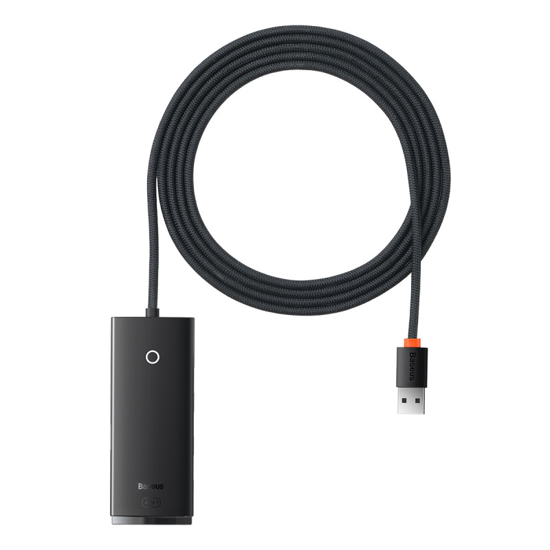 „Baseus Lite“ serijos HUB 4 prievadų (USB-A iki 4xUSB-A 3.0) 2 m juodas (WKQX030201)