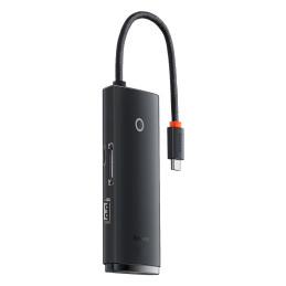 „Baseus Lite“ serijos daugiafunkcis C tipo USB koncentratorius – 2 x USB 3.0 / C tipo USB / HDMI 1.4 / SD/ TF OTG juodas...