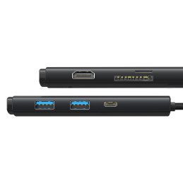 „Baseus Lite“ serijos daugiafunkcis C tipo USB koncentratorius – 2 x USB 3.0 / C tipo USB / HDMI 1.4 / SD/ TF OTG juodas...