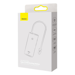 „Baseus Lite“ serijos daugiafunkcis C tipo USB koncentratorius – 2 x USB 3.0 / C tipo USB / HDMI 1.4 / SD/ TF OTG juodas...
