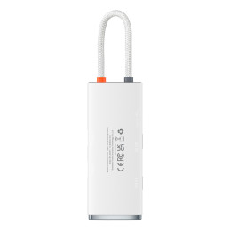 „Baseus Lite“ serijos daugiafunkcis C tipo USB HUB – 2 x USB 3.0 / C tipo USB PD / HDMI 1.4 / SD/ TF baltas (WKQX050102)