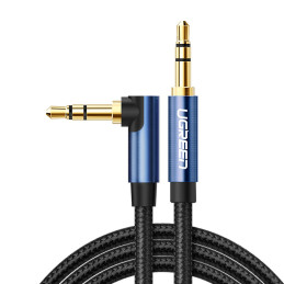 Ugreen kampinis AUX laidas 2 x mini lizdas 3,5 mm 1m mėlynas (AV112)