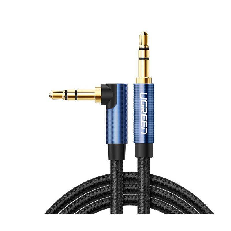 Ugreen kampinis AUX laidas 2 x mini lizdas 3,5 mm 1,5 m mėlynas (AV112)
