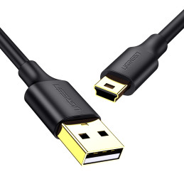 Ugreen 5 kontaktų paauksuotas USB - mini USB laidas 0,25 m juodas (US132)