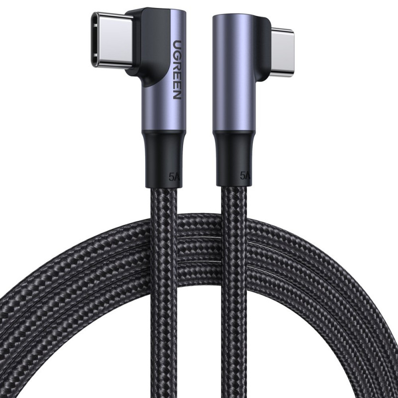 Ugreen US335 70696 kampinis USB-C – USB-C PD QC FCP kabelis 100W 5A 480Mb/ s 1m – juodas