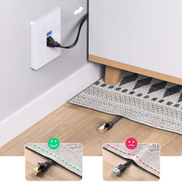 Ugreen NW102 50172 plokščias LAN Ethernet kabelis Kat. 6 0,5m - juodas