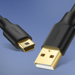 Ugreen 5 kontaktų paauksuotas USB - mini USB laidas 0,5 m juodas (US132)