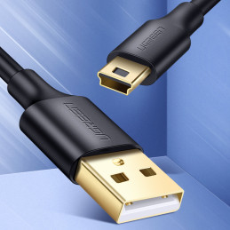Ugreen 5 kontaktų paauksuotas USB - mini USB laidas 0,5 m juodas (US132)