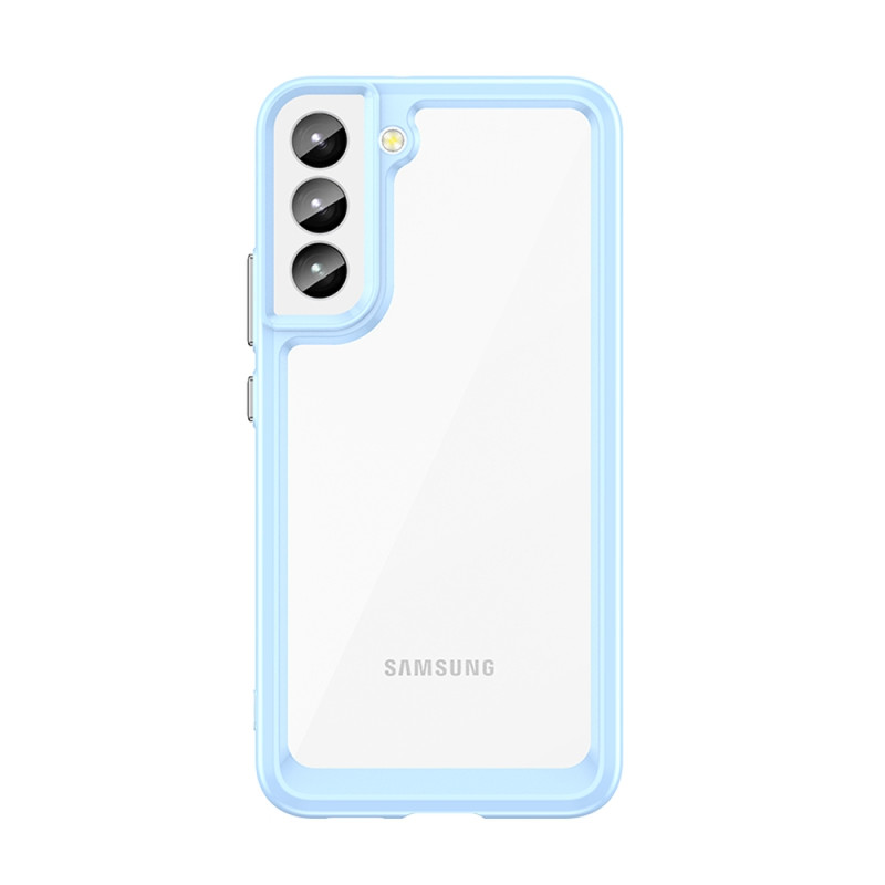 „Outer Space Case“ dėklas, skirtas Samsung Galaxy S22+ (S22 Plus) kietu dangteliu su mėlynu gelio rėmeliu