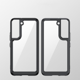 „Outer Space Case“ dėklas, skirtas Samsung Galaxy S22+ (S22 Plus) kietu dangteliu su mėlynu gelio rėmeliu
