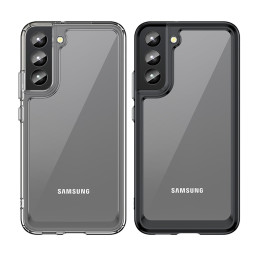 „Outer Space Case“ dėklas, skirtas Samsung Galaxy S22+ (S22 Plus) kietu dangteliu su mėlynu gelio rėmeliu