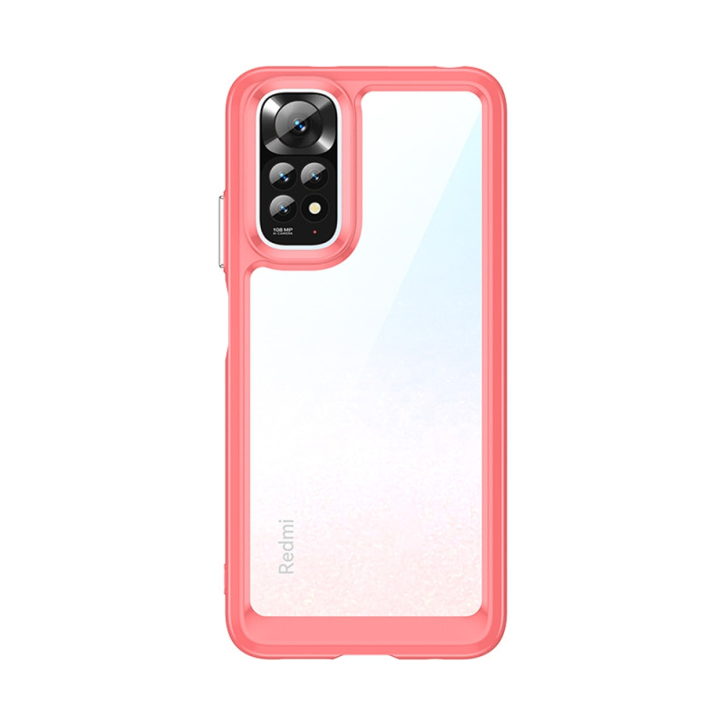 Outer Space Case dėklas Xiaomi Redmi Note 11 kietu dangteliu su gelio rėmeliu raudonu